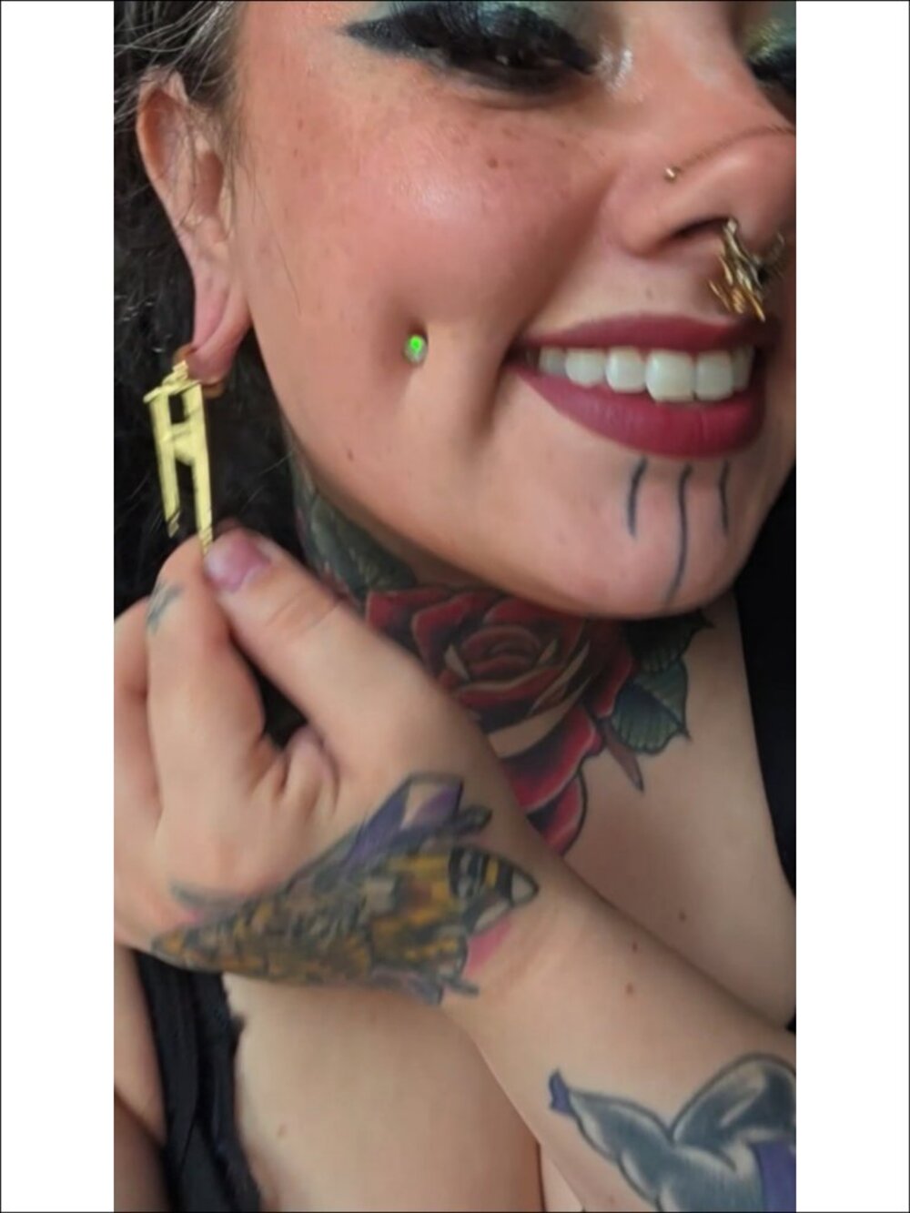 Gothic Dangle Earrings 18G Spiked Hoop Drop 925 Sterling Silver Post 18K Gold - Picture 6 of 6